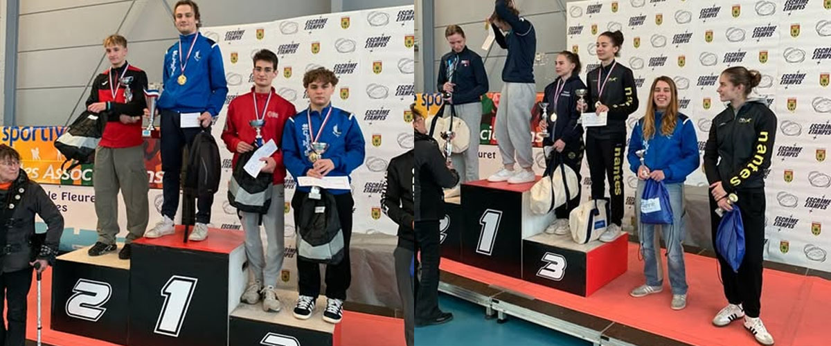 Escrimeurs du Cercle d'Escrime Melun Val de Seine (CEMVS) sur le podium