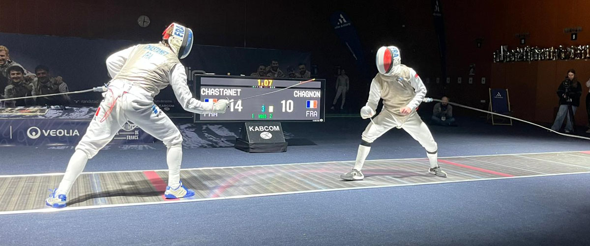Eliot Chagnon du Cercle d'Escrime Melun Val de Seine (CEMVS) en compétition